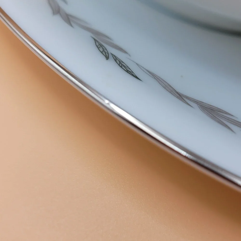 Noritake Graywood 6041 Gravy Boat‎ Silver Trim JAPAN Vintage